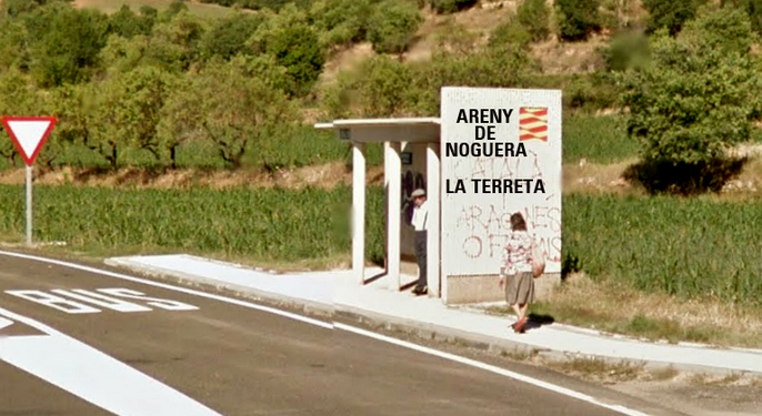 Simulació del cartell de la parada d'Areny