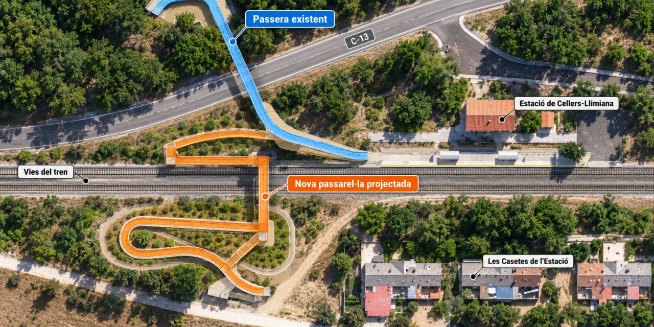 FGC construirà una passarel·la sobre les vies del tren a Cellers